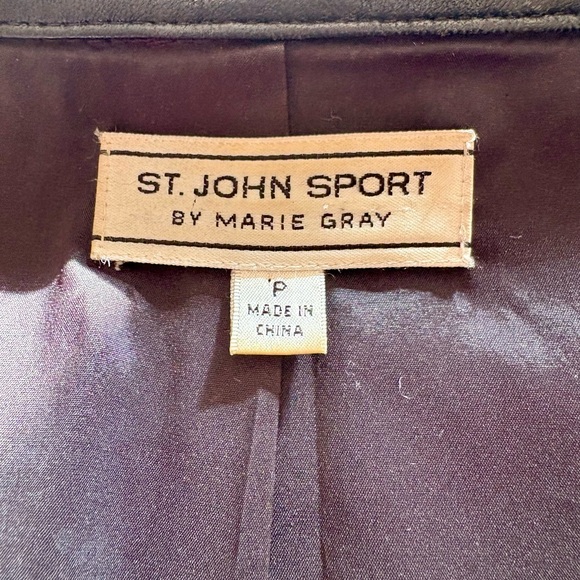 St. John Sport by Marie Gray black leather jacket - Picture 11 of 14